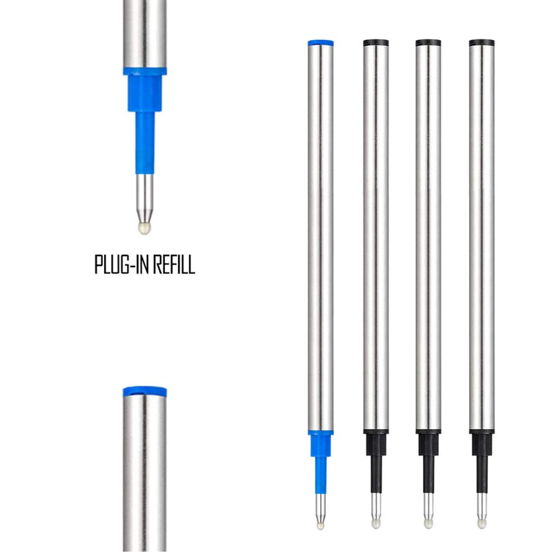 DunBong Rollerball Pen Refills, Roller Ball Fine Point 0.5mm, Red Ink Refill Pack of 5 - Replaceable Ballpoint Pen Refills Medium Point (Blue) - Image 4